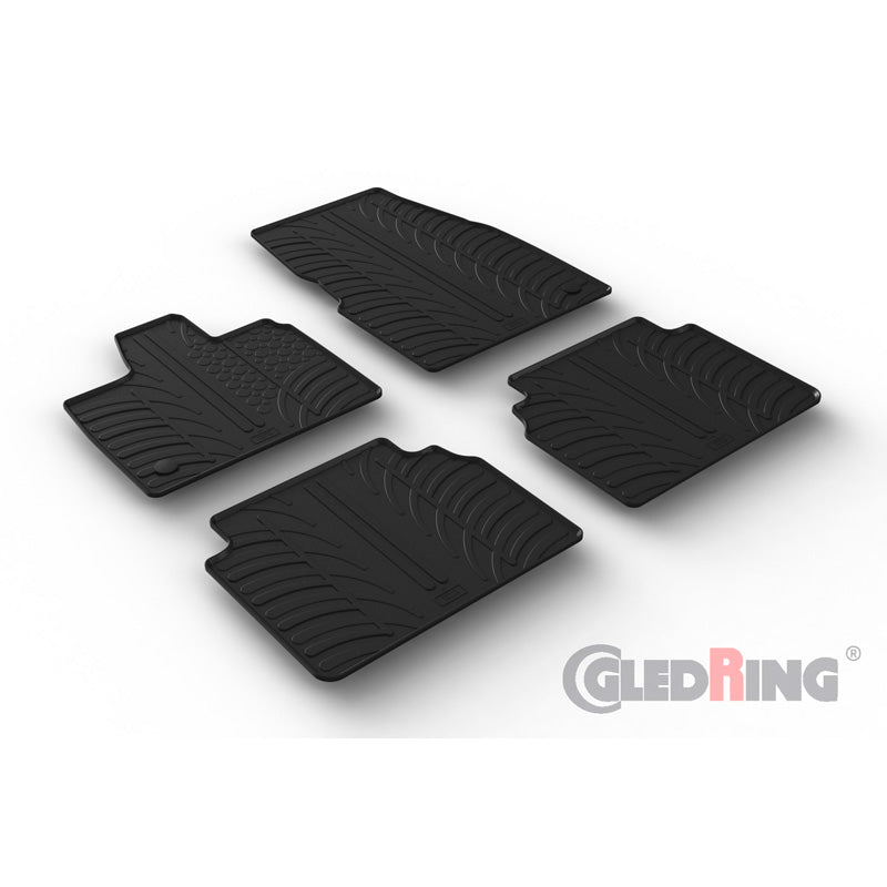 Gledring, alfombrillas de goma, para BMW i3 (I01) 2013- (perfil T 4 piezas + clips)