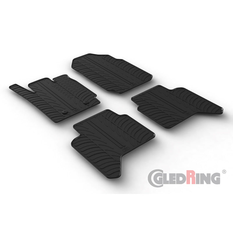 Gledring, tappetini in gomma, adatti a Ford Ranger (TKE) Double Cab 2013-2022 (automatic) & Raptor 2019-2022 (profilo a T 4 pezzi + clip)
