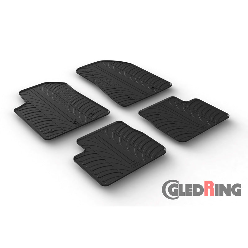 Gledring, Tappetini in gomma, adatti a Alfa Romeo Giulietta 2014- (profilo T 4 pezzi + clip)