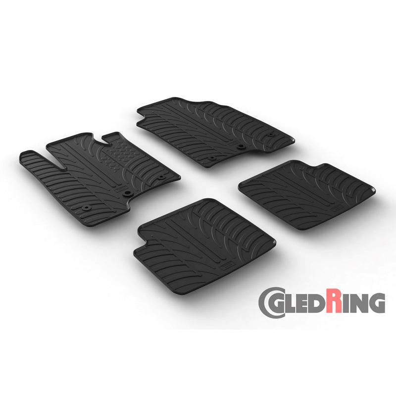 Gledring, alfombrillas de goma, para Fiat Panda 2014- (perfil T 4 piezas + clips)