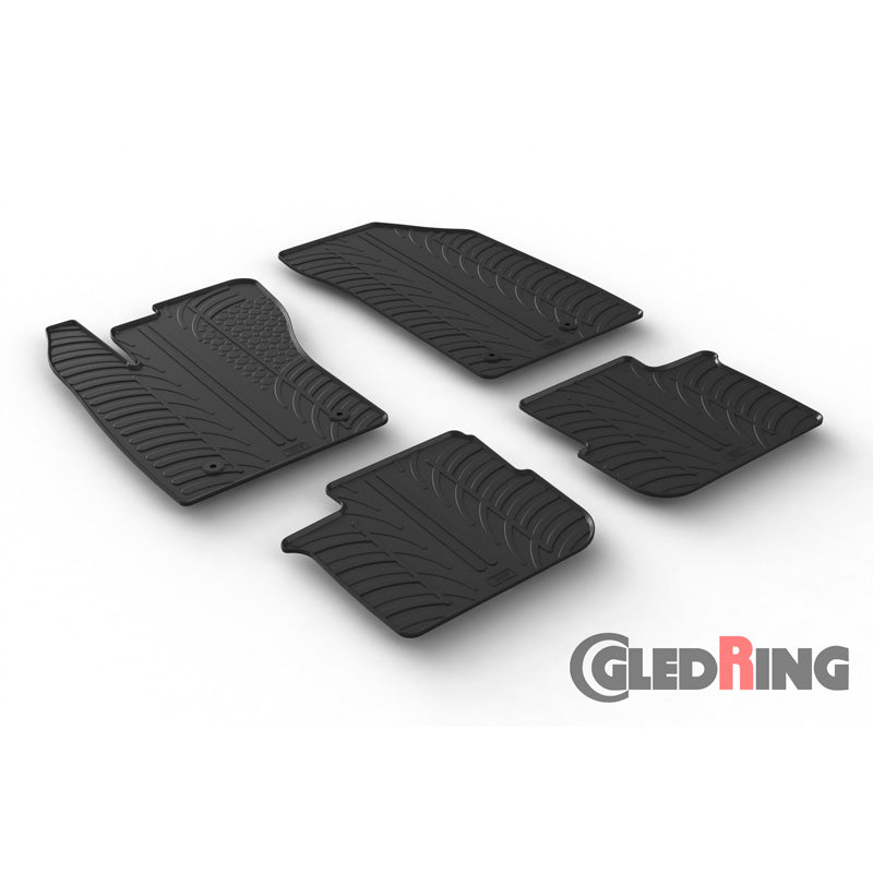 Gledring, Gummimåtter, passer til Fiat Tipo 5-doors/Kombi 2016-2021 (T profile 4-dele + klips)