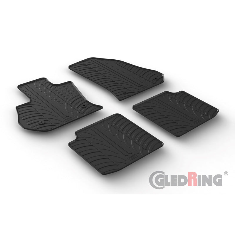 Gledring, Tappetini in gomma, adatti a Fiat 500L 7/2017- (profilo T 4 pezzi + clip)