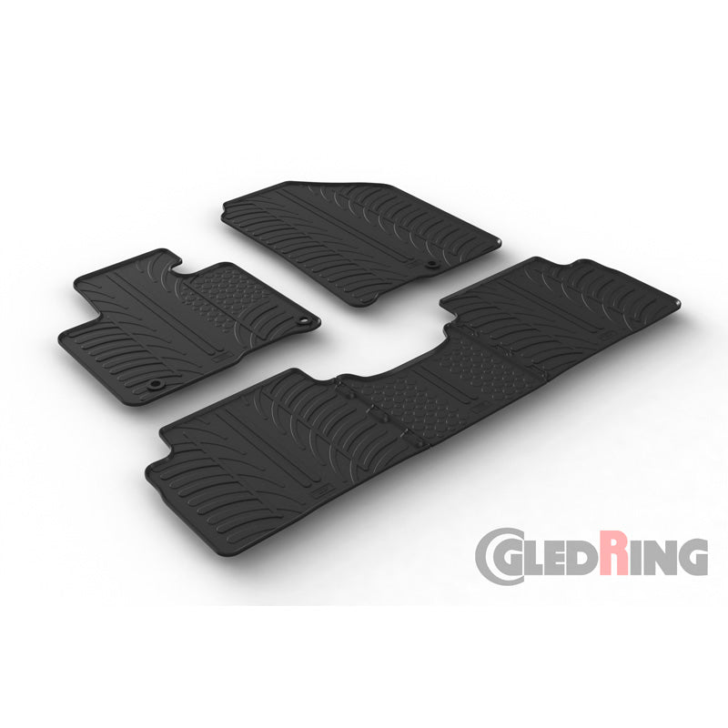 Gledring, Rubber floor mats, Fits Kia Sorento III (UM) 2015-2020 (T profile 5 pieces + clips)