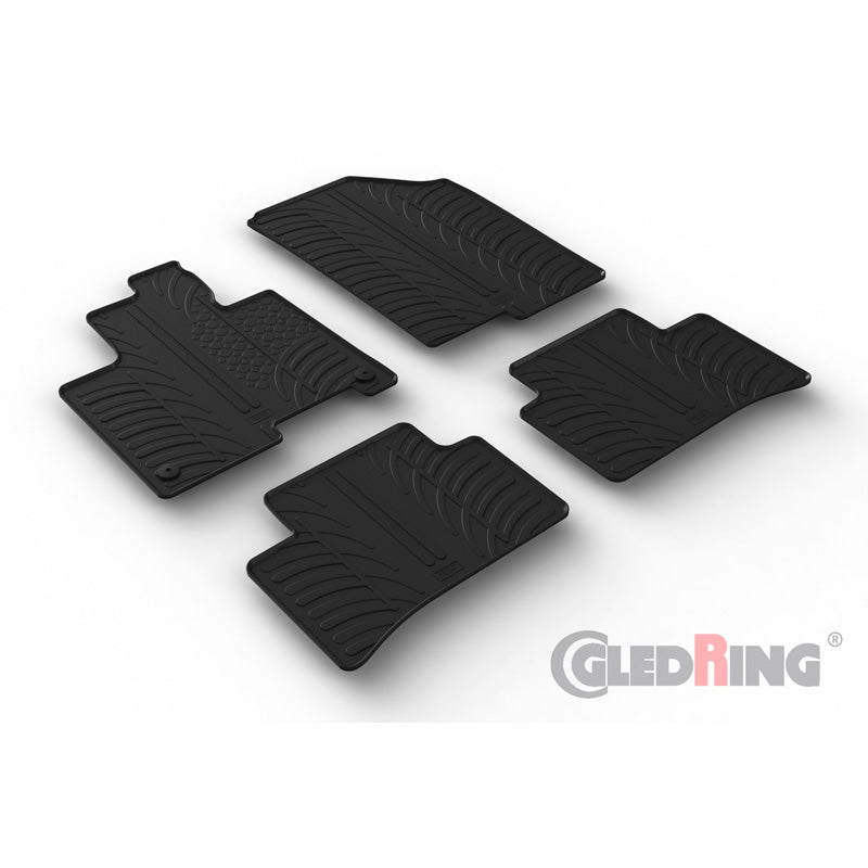 Gledring, rubber vloermatten, past op Kia Sportage V (NQ5) 2021- excl. Plug-in Hybrid (T-profiel 4-delig + clips)
