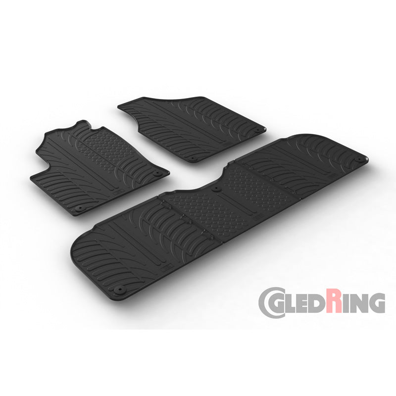 Gledring, tapis de sol en caoutchouc, compatibles avec Volkswagen Sharan & Seat Alhambra 1996-2010 (profil T, 5 pièces + clips)