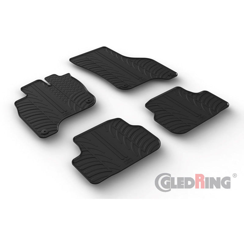 Gledring, Rubber mats, fits Volkswagen e-Golf VII 2014-2020 (T profile 4-piece + clips)