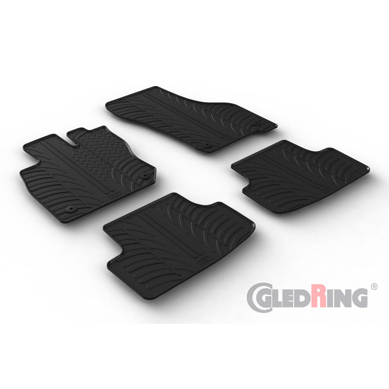 Gledring, rubber mats, fits Volkswagen Golf VIII eTSI HB 5-doors & Variant 2020- (T profile 4-piece + clips)