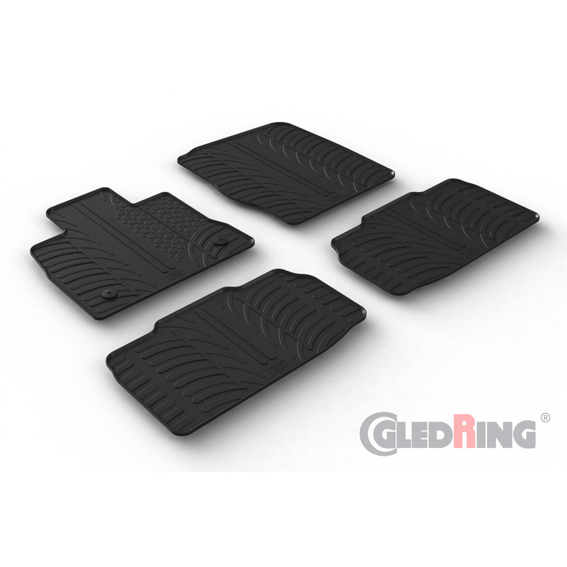 Gledring, alfombrillas de goma, aptas para Ford Explorer VI PHEV 2019- (perfil T 4 piezas + clips)