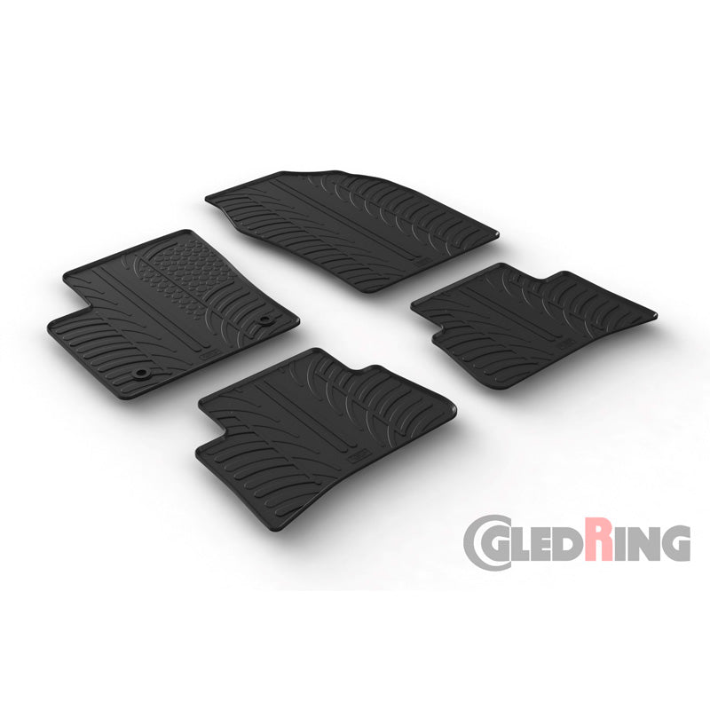 Gledring, tappetini in gomma, adatti a Toyota C-HR 2016-2023 (profilo a T, 4 pezzi + clip)
