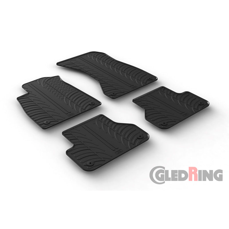 Gledring, tapis en caoutchouc, convient à Audi A5 Sportback 12/2016- (profil T 4 pièces + clips)