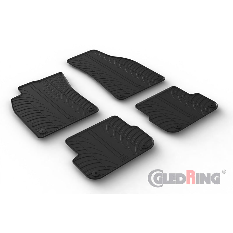 Gledring, tapis en caoutchouc, compatibles avec Audi A6 (4F) Avant 2005-2011 (profil en T 4 pièces + clips)