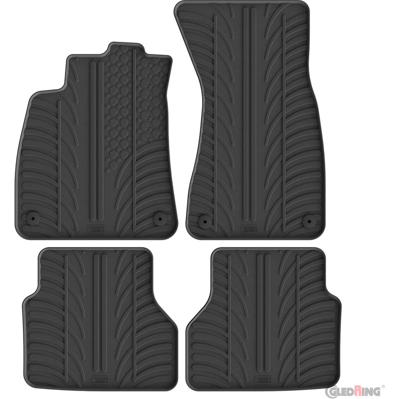 Gledring, tapis en caoutchouc, profil en T, 4 pièces incl. clips de tapis, compatible avec Audi A6 (C9) Sedan/Avant (2025-)