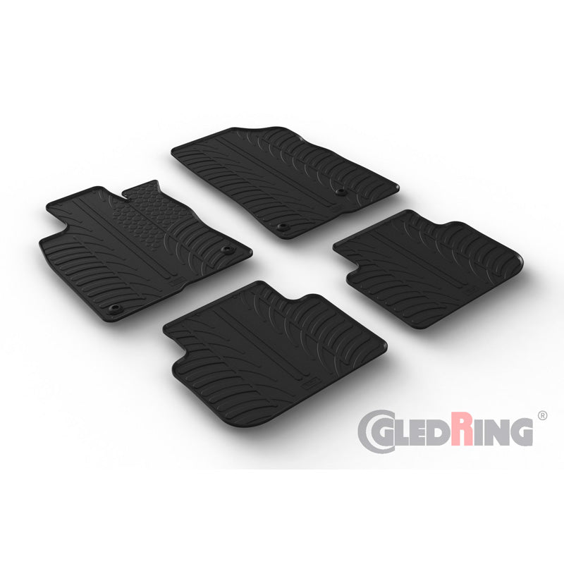 Gledring, Rubber Floor Mats, Fits Honda Civic XI HB e:HEV 2022- (T profile 4-piece + clips)