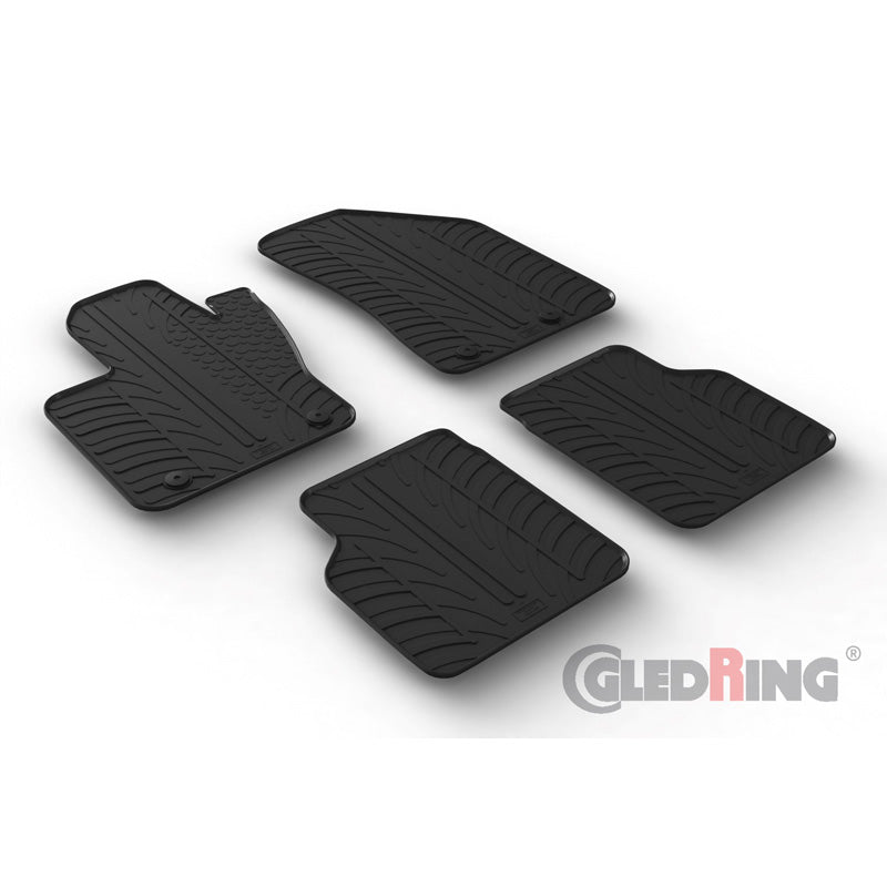 Gledring, tappetini in gomma, adatti per Jeep Compass 5/2017- (profilo a T 4 pezzi + clip)