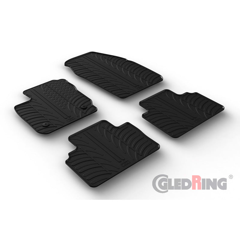 Gledring, tapis en caoutchouc, adaptés à Ford Tourneo Courier Kombi/Passenger 2014-2023 (profil en T 4 pièces + clips)
