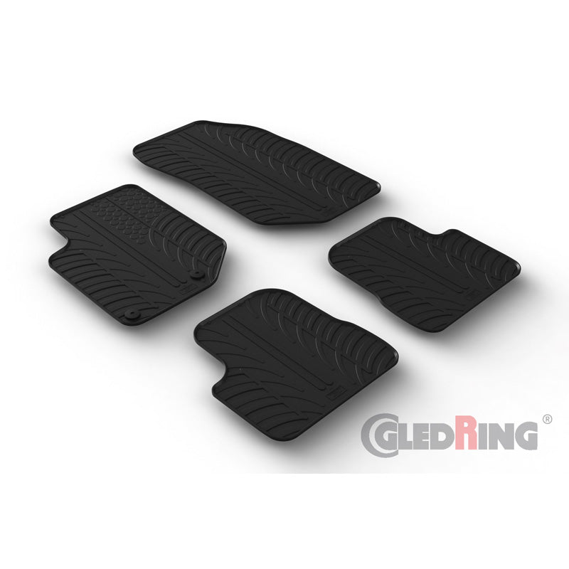 Gledring, alfombrillas de goma, para Citroën DS3 Crossback 2019- excepto Electric (perfil T, 4 piezas + clips)