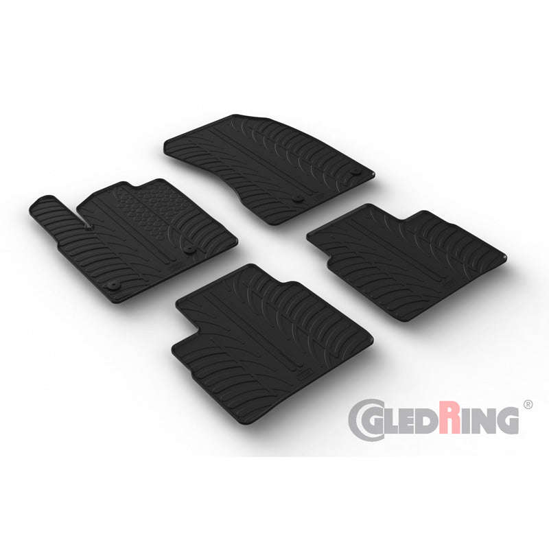 Gledring, tappetini in gomma, compatibili con Nissan X-Trail MHEV 2021- escl. Hybrid (profilo T 4 pezzi + clip)