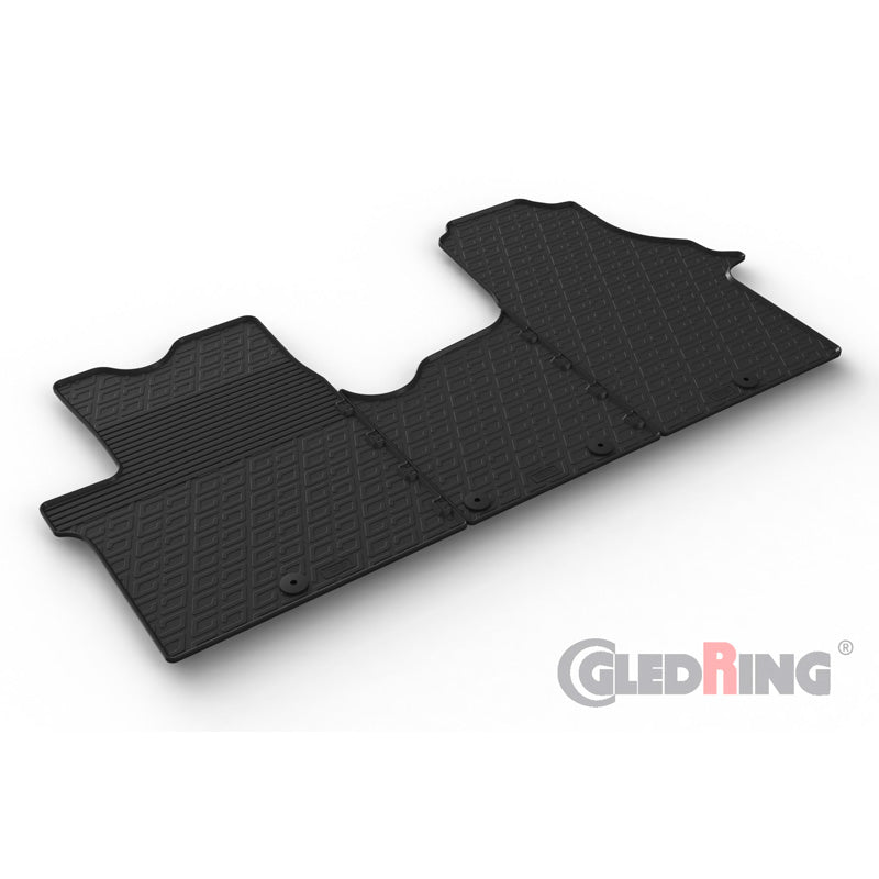 Gledring, Gummimåtter, Passer til Fiat Talento 2016-, Renault Trafic 2014-2019, Opel Vivaro 2014-2019, Nissan NV300 2016-, G-profil, 3 dele