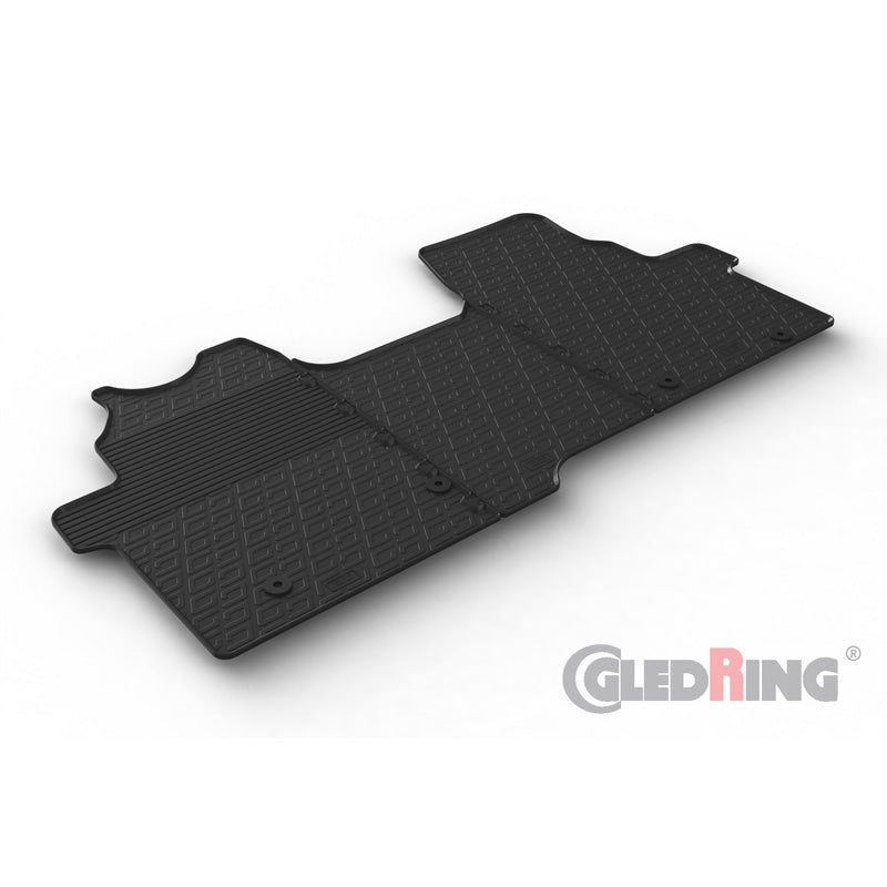 Gledring, tappetini in gomma, adatti per Ford Transit Custom Furgon 2023- (cambio manuale, sedile/panca) (profilo G 3 pezzi + clip)