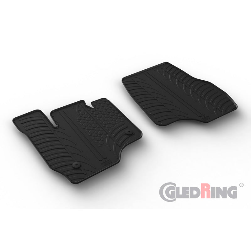 Gledring, tappetini in gomma, adatti per Ford F-150 Super Crew (13ª e 14ª gen.) 2015-2021 & 2021- (profilo a T 2 pezzi + clip)