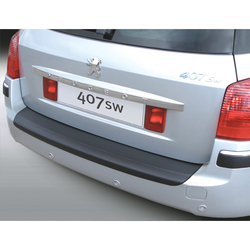 RGM, Protector de parachoques trasero, plástico ABS, compatible con Peugeot 407 SW -2009 Negro