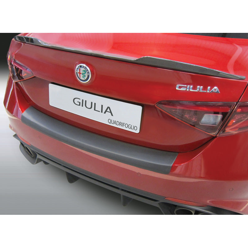 RGM, Protezione paraurti posteriore, plastica ABS, adatta per Alfa Romeo Giulia Quadrifoglio 2016- Nero
