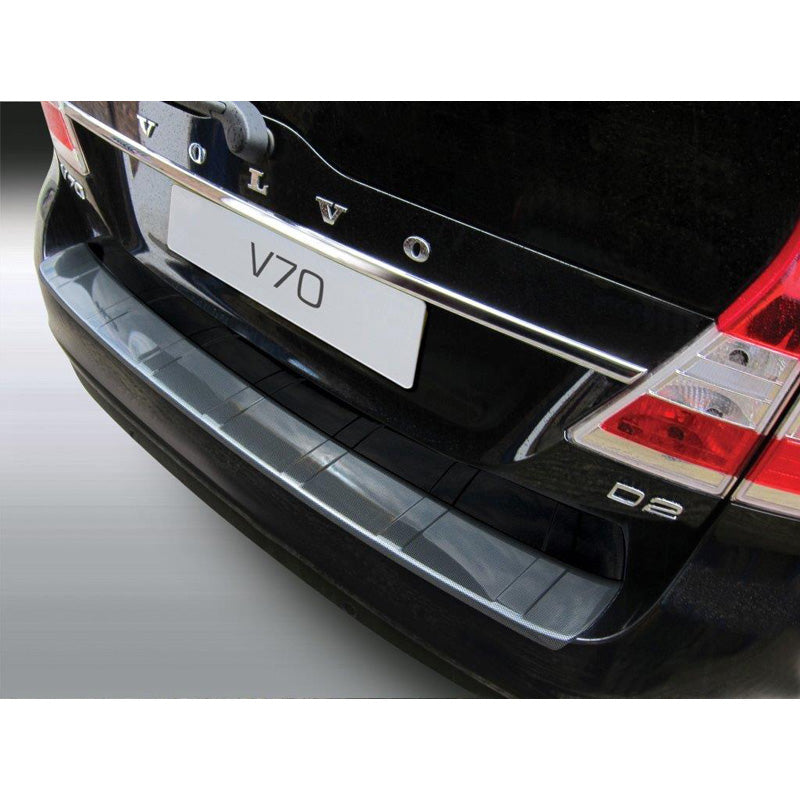 RGM, Protector de parachoques trasero, plástico ABS, compatible con Volvo V70 2013-2016 (excepto XC70) 'Estriado' aspecto carbono