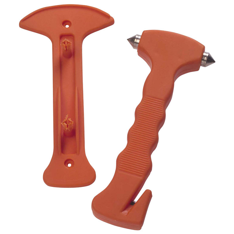 AutoStyle, Martillo de emergencia con cuchilla para cinturón de seguridad - Naranja - incl. soporte