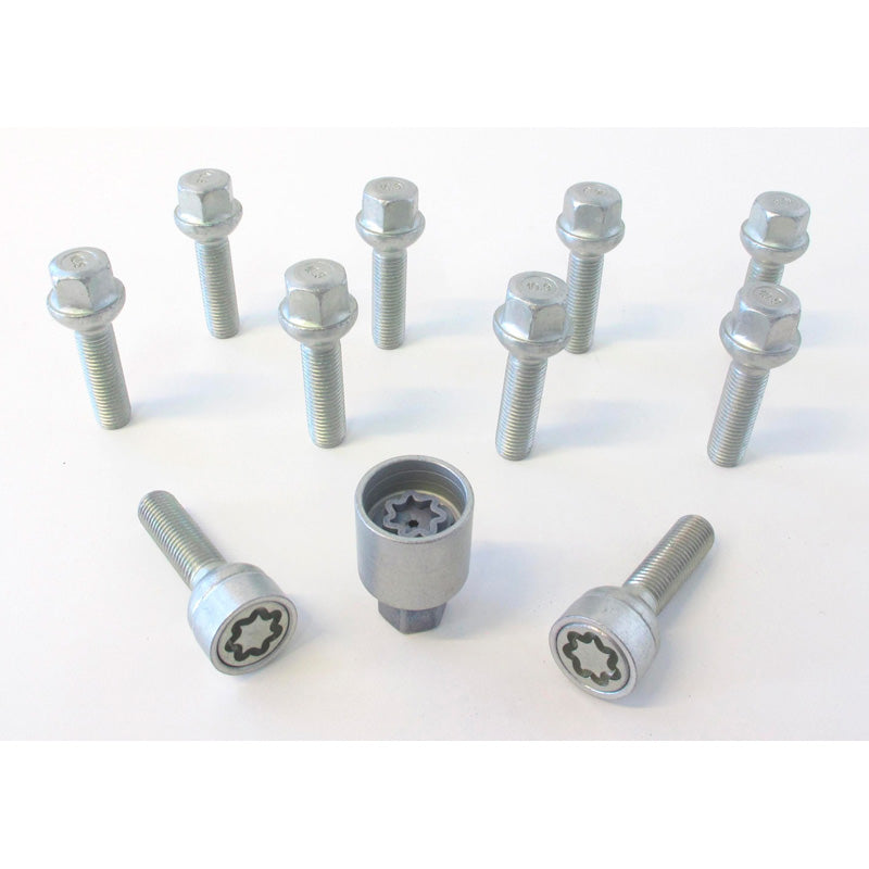 H&R, wielbout set met ronde kop R12 M12x1.50 - lengte 28mm - 10 st. (bijv. past op Mercedes) - incl. wielsloten