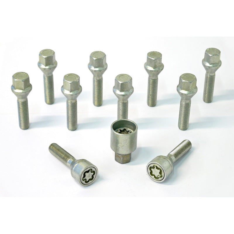 H&R, Set bulloni ruota testa conica M12x1.50 - lunghezza 38mm - 10 pz. - incl. bulloni antifurto ruota