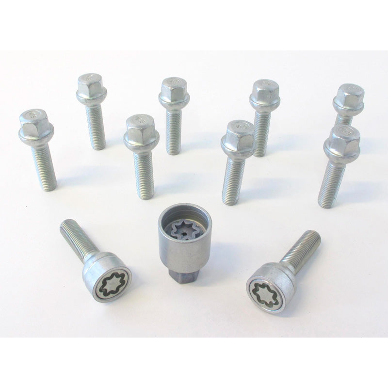 H&R, wielboutset met ronde kop R12 M12x1.50 - lengte 50mm - 10 stuks (bijv., past op Mercedes) - incl. wielsloten