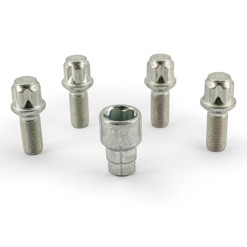H&R, Wheel lock set R14 M14x1.50x28mm Round-Head - 4 wheel lock bolts incl. adapter