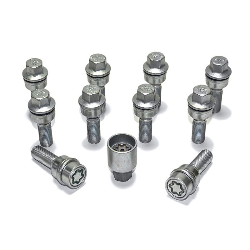 H&R, Wheel bolt Set Round-Head with movable cone R14 M14x1.50 - length 30mm - 10 pcs. (e.g., fits Audi Q3, Q5) - incl. wheel-locks