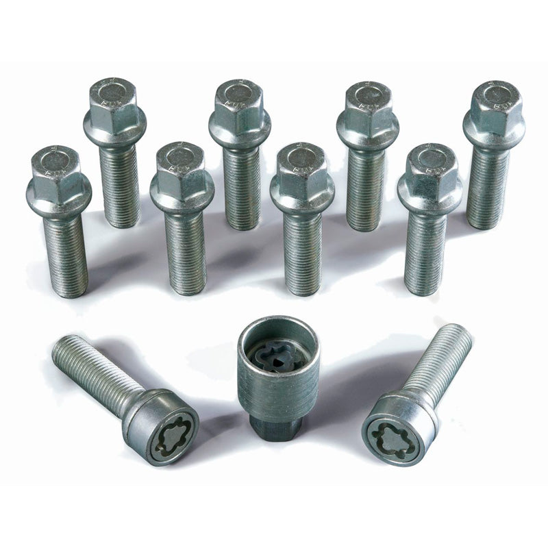 H&R, Round-Head Wheel Bolt Set R13 M14x1.50 - length 31mm - 10 pcs. (, Fits e.g. VAG) - incl. wheel locks