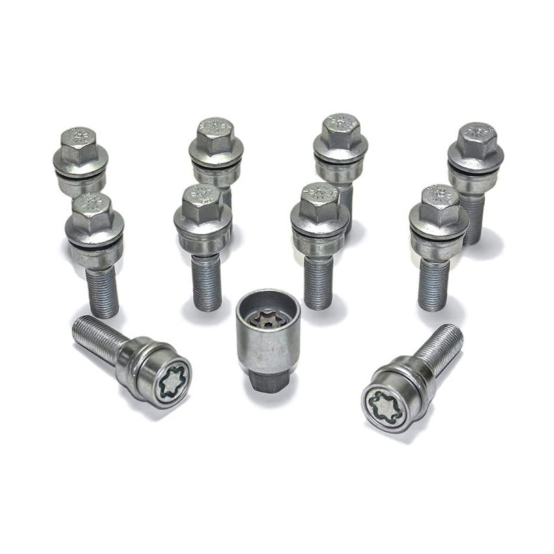 H&R, Wheel bolt Set Round-Head with movable cone R14 M14x1.50 - length 38mm - 10 pcs. (e.g., fits Audi Q3, Q5) - incl. wheel-locks