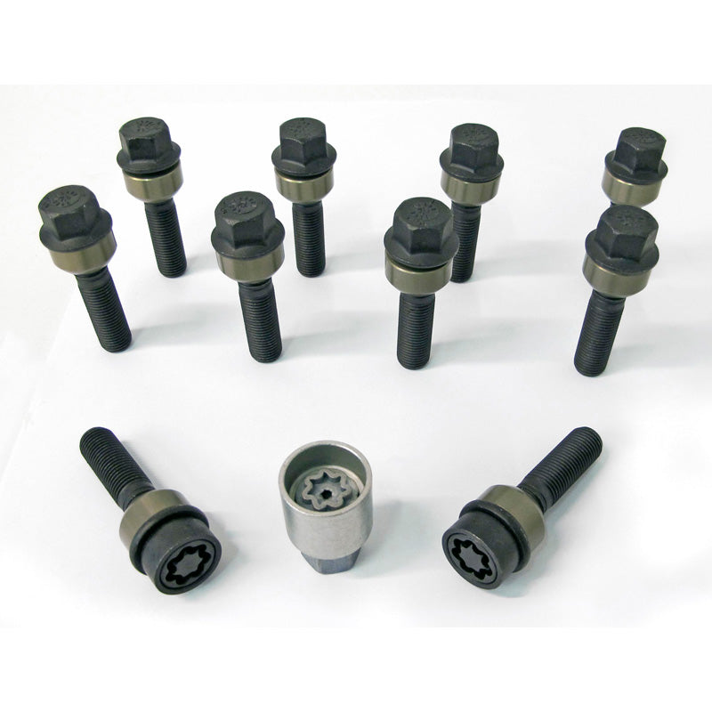 H&R, Wheel bolt set round-head with movable cone R14 M14x1.50 - length 60mm - 10 pcs. (e.g., fits Porsche) - incl. wheel locks