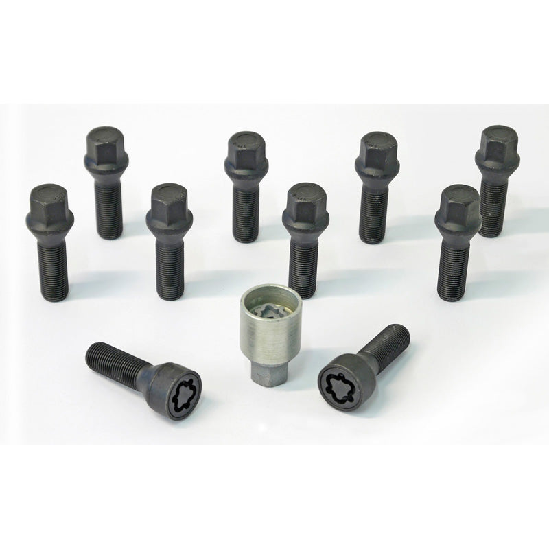 H&R, Wheel bolt Set Taper-Head M14x1.25 - length 40mm - Black - 10 pcs. - incl. wheel-locks