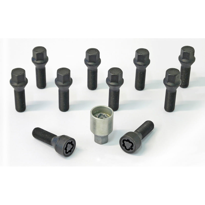 H&R, Jeu de boulons de roue à tête conique M14x1.25 - longueur 48mm - noir - 10 pcs. - incl. antivols de roue