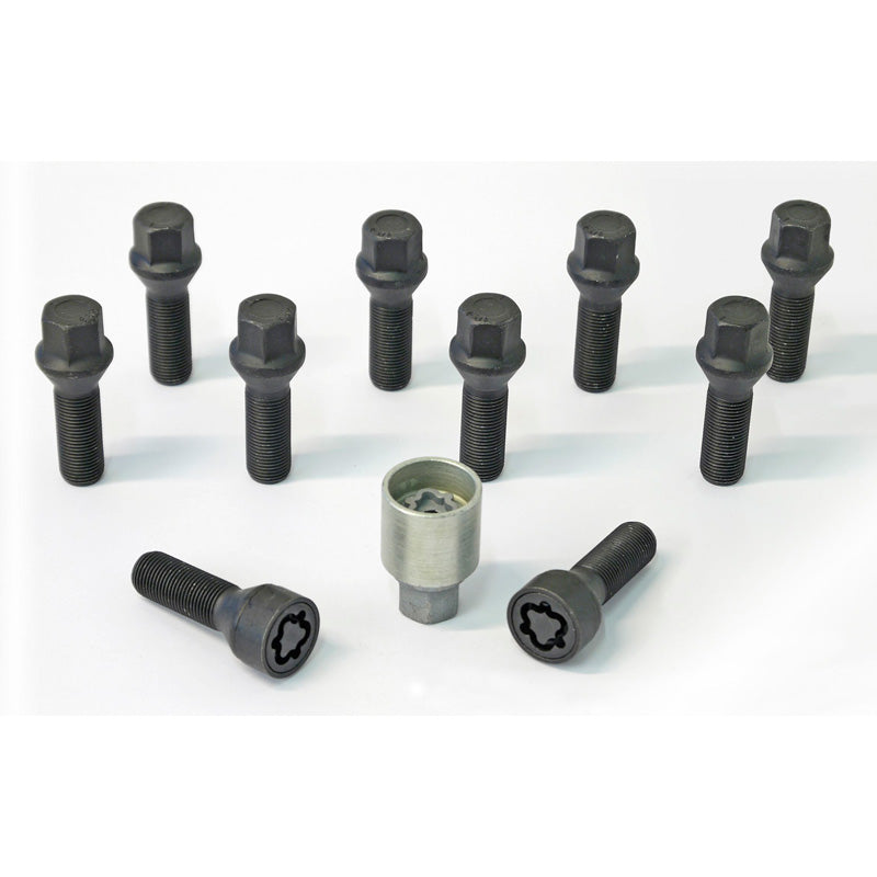 H&R, set di bulloni ruota con testa conica M14x1.50 - lunghezza 35mm - Black - 10 pz. - incl. bloccaggi ruota