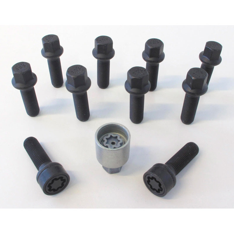 H&R, Wheel bolt Set Round-Head R17 M14x1.50 - length 40mm - Black - 10 pcs - incl. wheel-locks