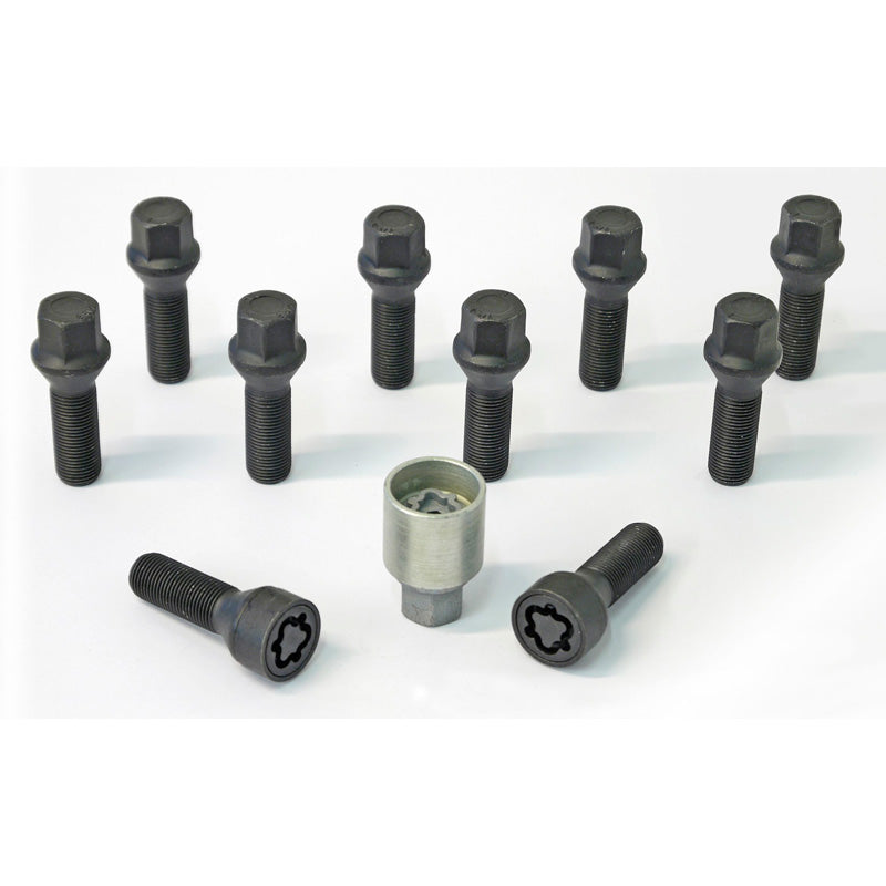 H&R, Wheel bolt Set Taper-Head M14x1.50 - length 45mm - Black - 10 pcs. - incl. wheel-locks