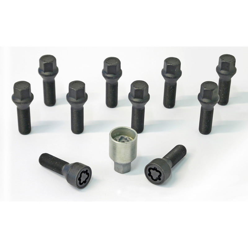 H&R, Wheel bolt Set Taper-Head M14x1.50 - length 50mm - Black - 10 pcs. - incl. wheel-locks