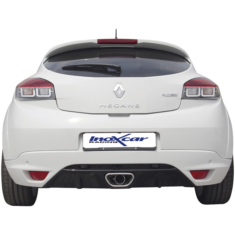 InoXcar, escape deportivo 'Center', compatible con Renault Megane III RS 2.0T (250HP) 2010- (Ø63,5mm)