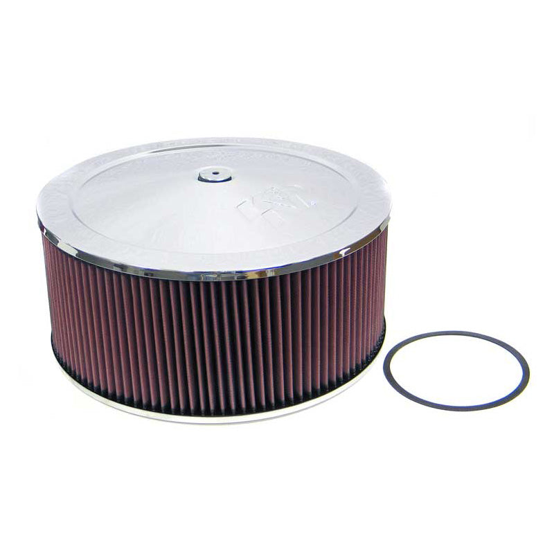 K&N Round Air Filter Assembly - bride de 130 mm, diamètre 356 mm, hauteur 155 mm, base drop de 22 mm (60-1460)