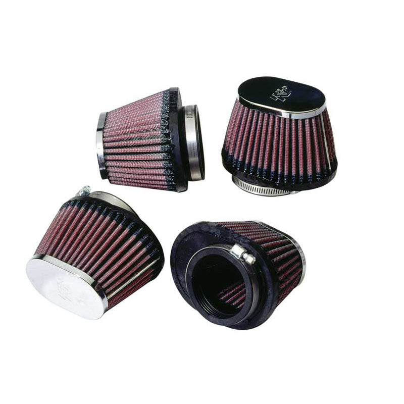 Uniwersalny owalny/stożkowy filtr powietrza K&N, przesunięty kołnierz 54mm, podstawa 102mm, góra 76mm, wysokość 70mm (4 szt.) (RC-0984)