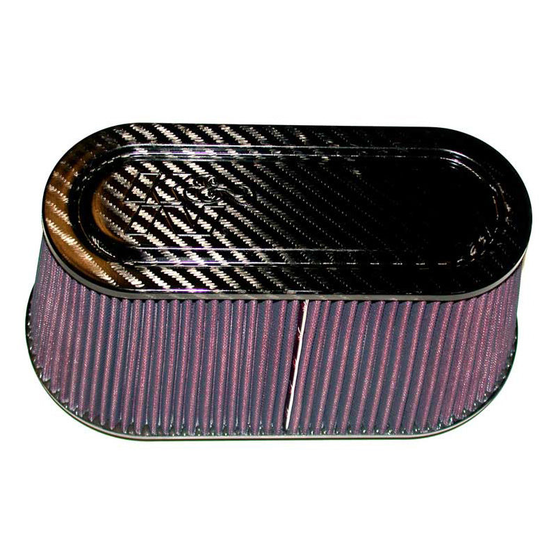 K&N univerzální vzduchový filtr - horní část i základna z karbonových vláken - 98mm příruba, 305mm x 152mm základna, 252mm x 100mm horní část, výška 152mm (RP-5115)