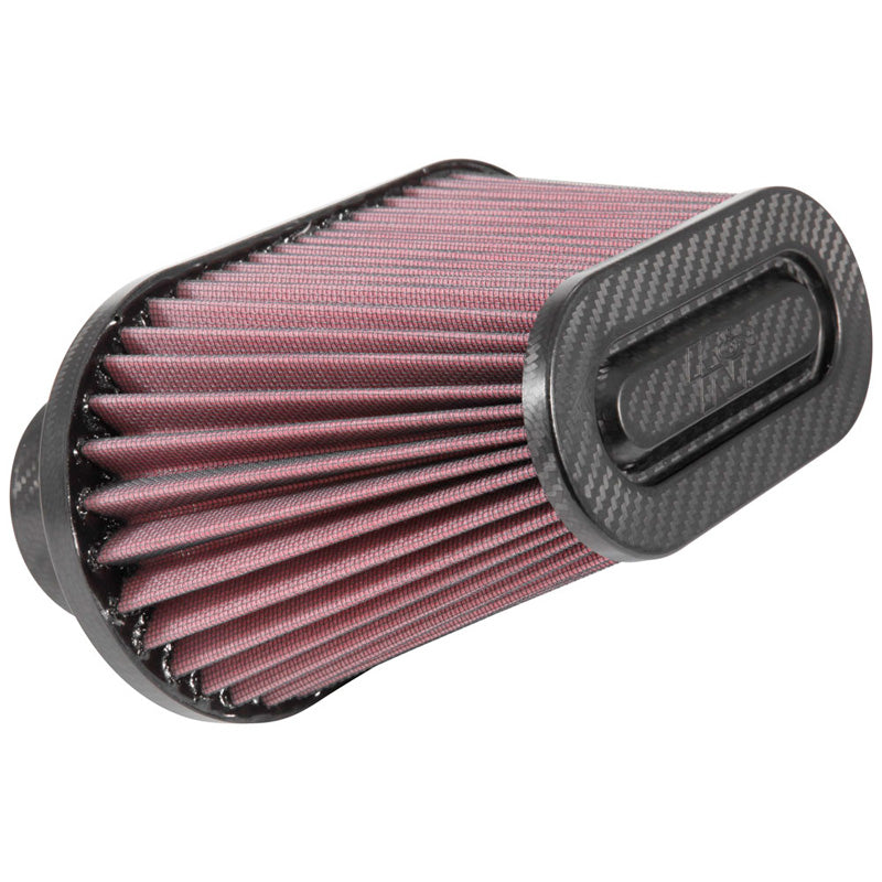 K&N Filtro aria universale - parte superiore e base in fibra di carbonio - 2x flangia 76mm, base 254mm x 130mm, parte superiore 162mm x 80mm, altezza 140mm (RP-6101)