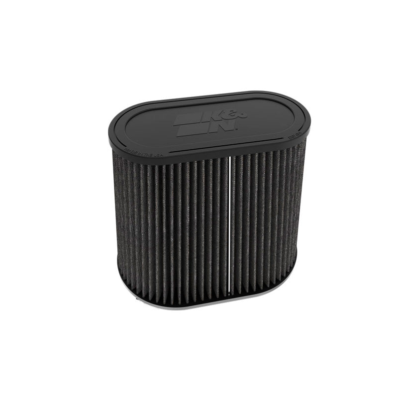 K&N Černý univerzální suchý průtočný oválný/kuželový vzduchový filtr 72mm dvojitá příruba, 152mm x 229mm základna, 191mm x 94mm horní část, 191mm výška (RU-3136HBK)