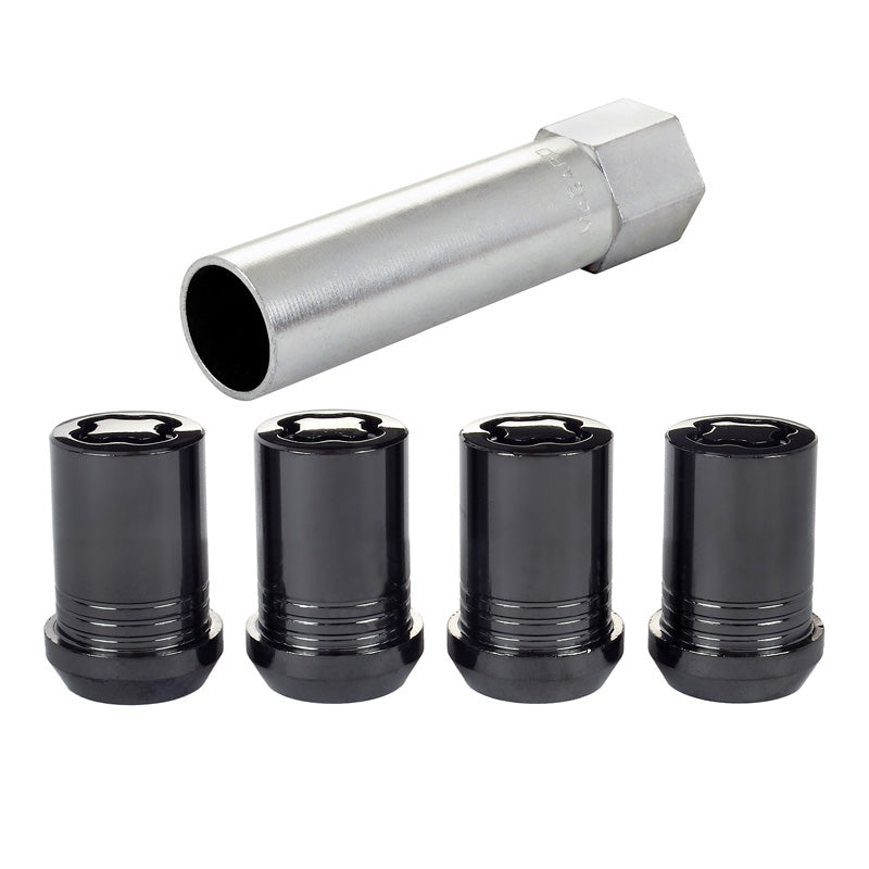 McGard, tuercas antirrobo de rueda HEX/Tuner M12x1.50 - negro - cónicas - longitud 21mm - juego de 4 uds. + llave