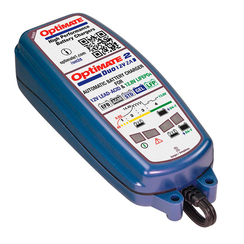 OptiMate, 2 DUO acculader en onderhoudslader - 5-traps 12V/12,8V 2A
